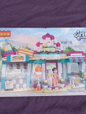 Kids Bakery Store Building Set - Pink, Teal, Yellow & White